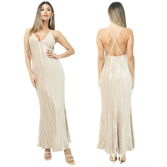 Champagne Formal Dress Bridal 1920s Great Gatsby women's MEDIUM marilyn monroe - Picture 7 of 8